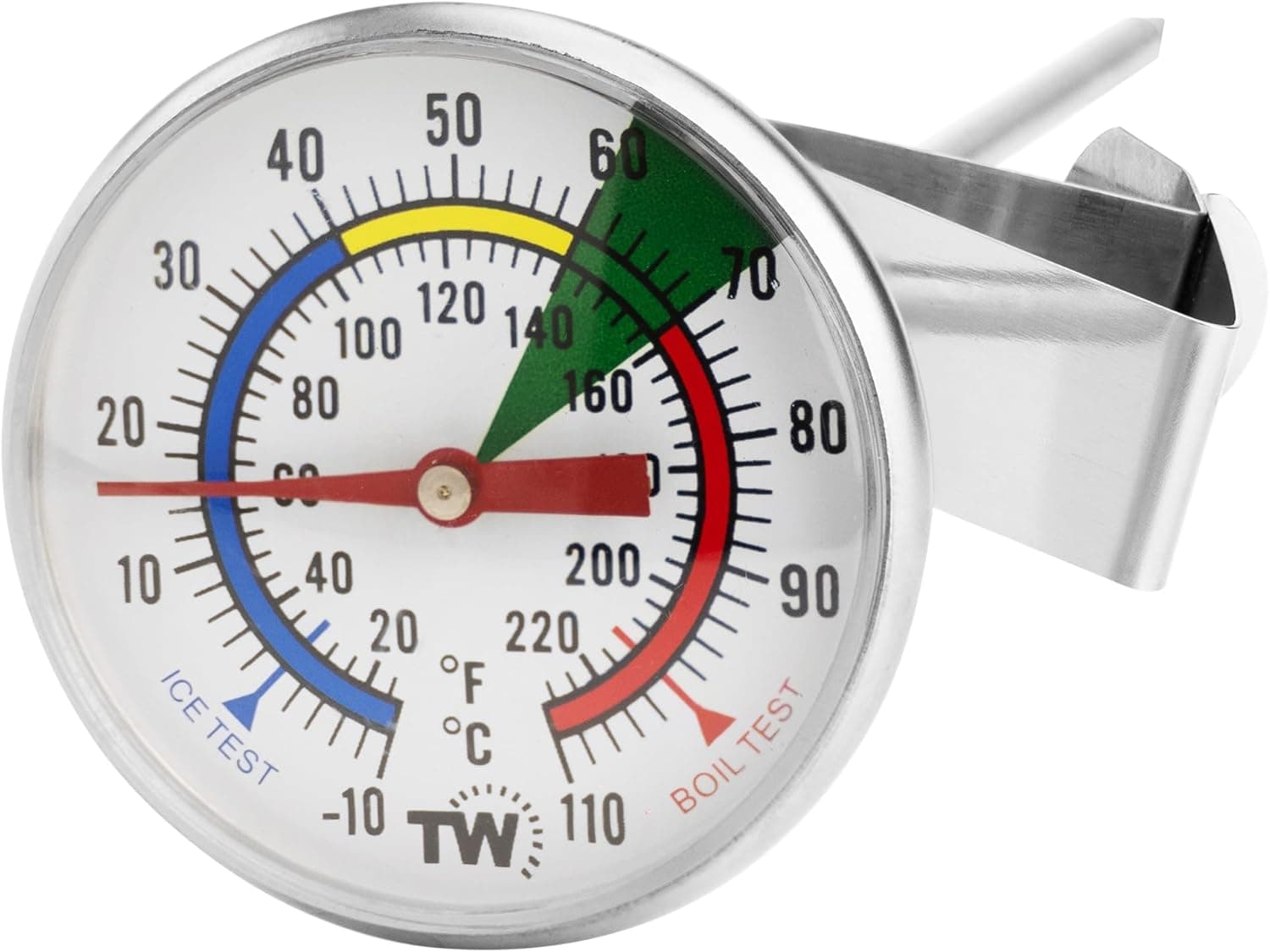 Milk Thermometer for Steaming Milk 175mm Stainless Steel Probe and Clip